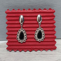 Pendientes plata de ley y azabache